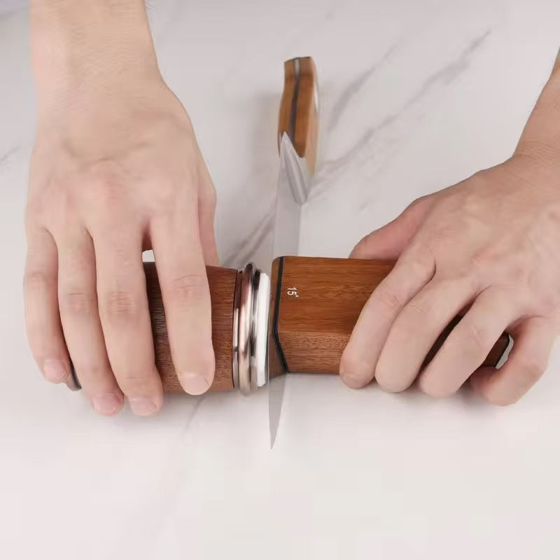 Double-sided drum knife sharpener