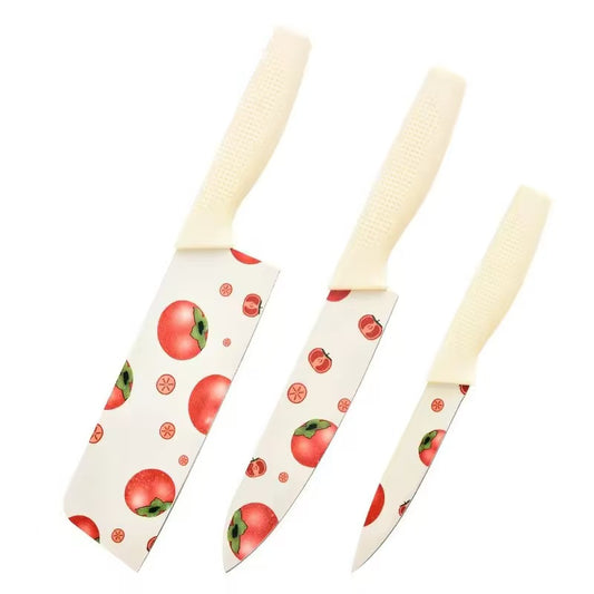 Printed stainless steel kitchen knives set - 3-piece set