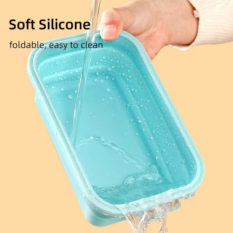 Foldable high-temperature-resistant food-grade silicone food storage container, refrigerator storage box, convenient outdoor packing box