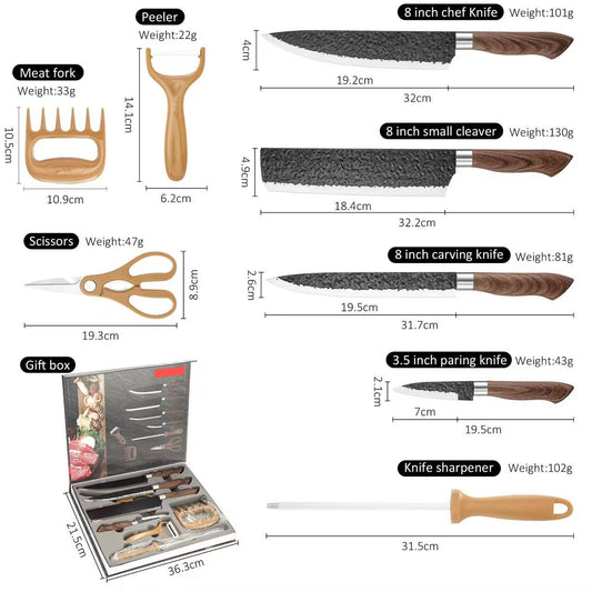 Stainless steel kitchen knife set - 8-piece set