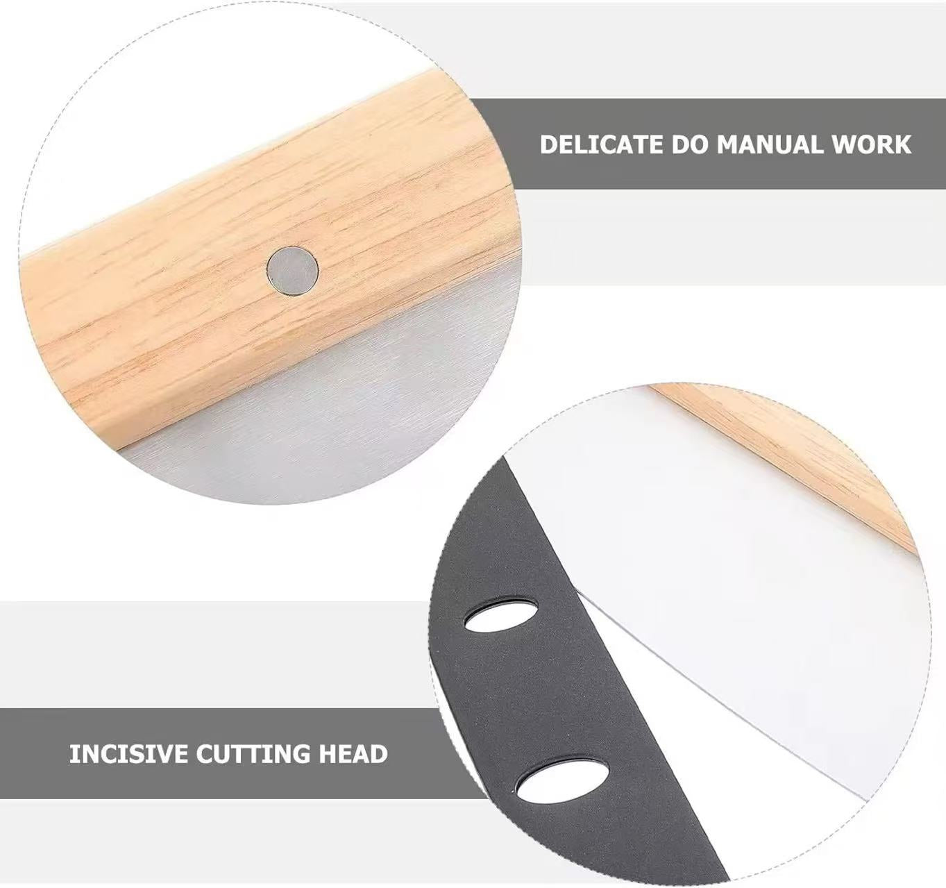 Stainless steel wooden-handle pizza cutter, bread scraper for baking
