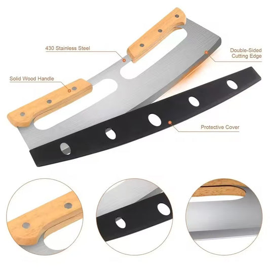 Stainless steel double-handle pizza cutter