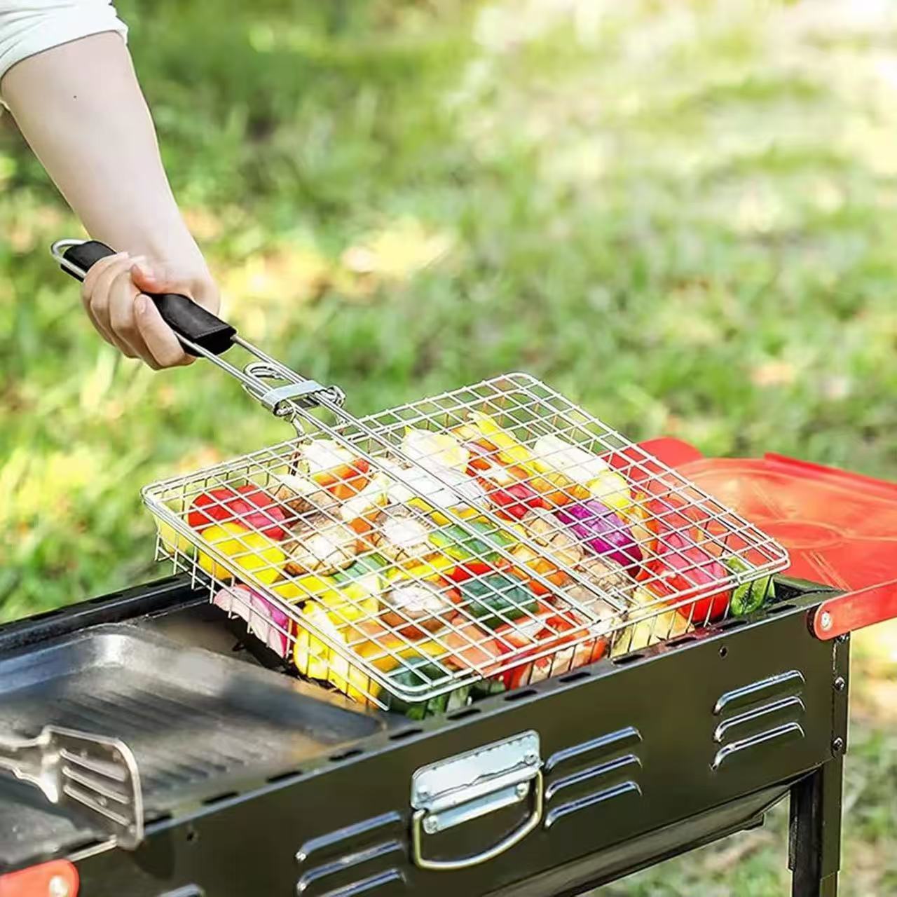 Multi-functional folding barbecue net