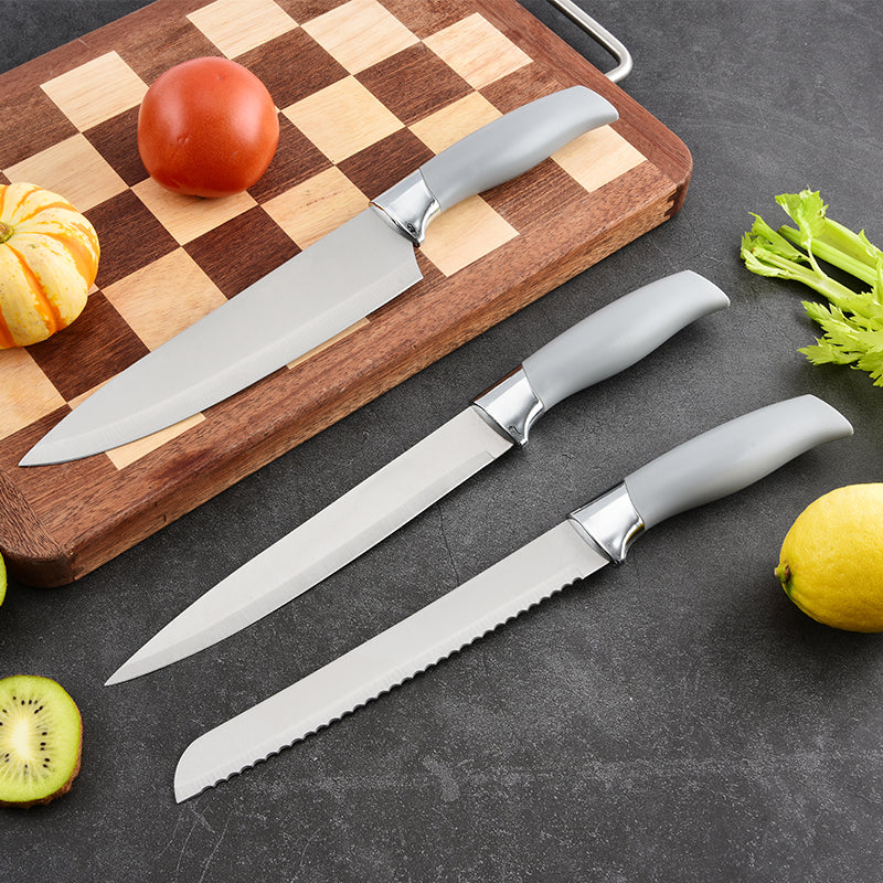 Stainless steel kitchen knife set - 6-piece set with knife holder