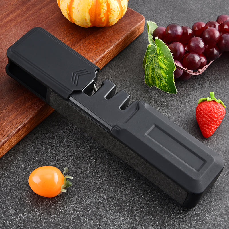 Three-stage retractable household quick knife sharpener