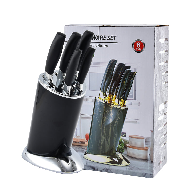 Stainless steel kitchen knife set - 6-piece set with knife holder