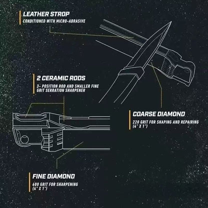 Multi-functional outdoor knife sharpener, suitable for fishhooks and knives
