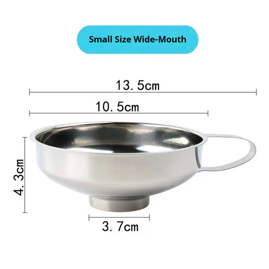 Stainless steel wide-mouth funnel