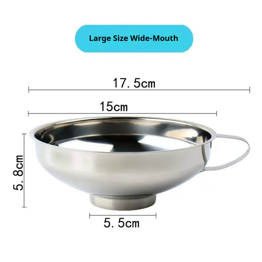 Stainless steel wide-mouth funnel