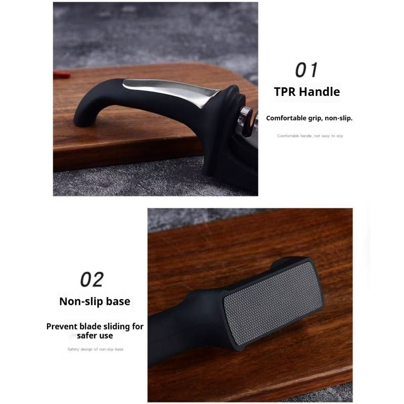 Manual rapid household knife sharpener