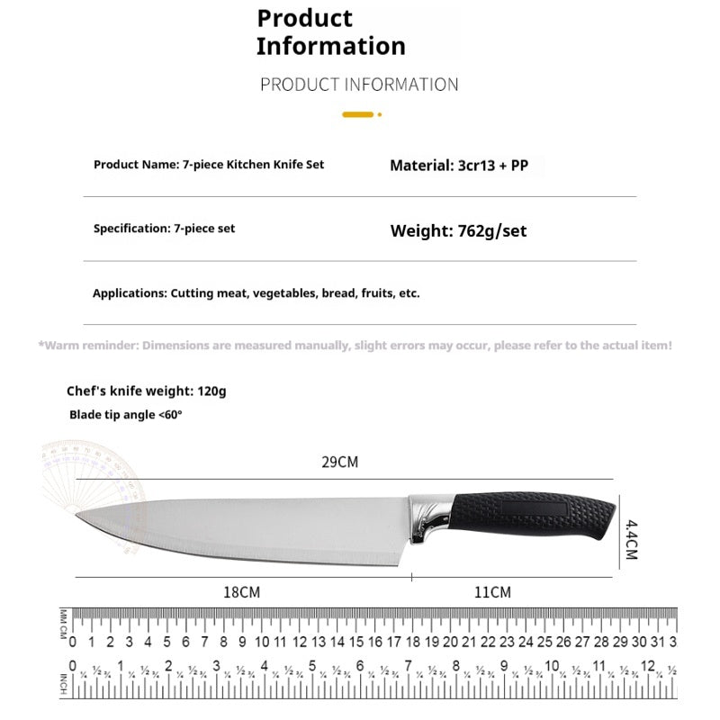 Stainless steel kitchen knife set - 7-piece set