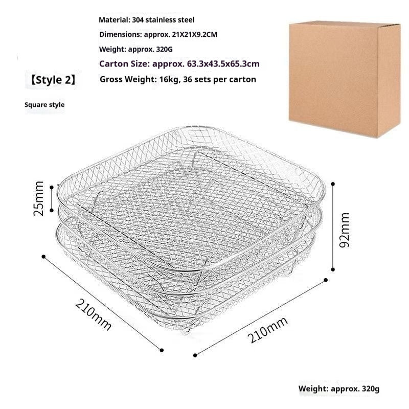 Special accessories for multi-functional air fryer, 304 stainless steel baking rack, fruit and vegetable utensil filter rack, dehydration rack