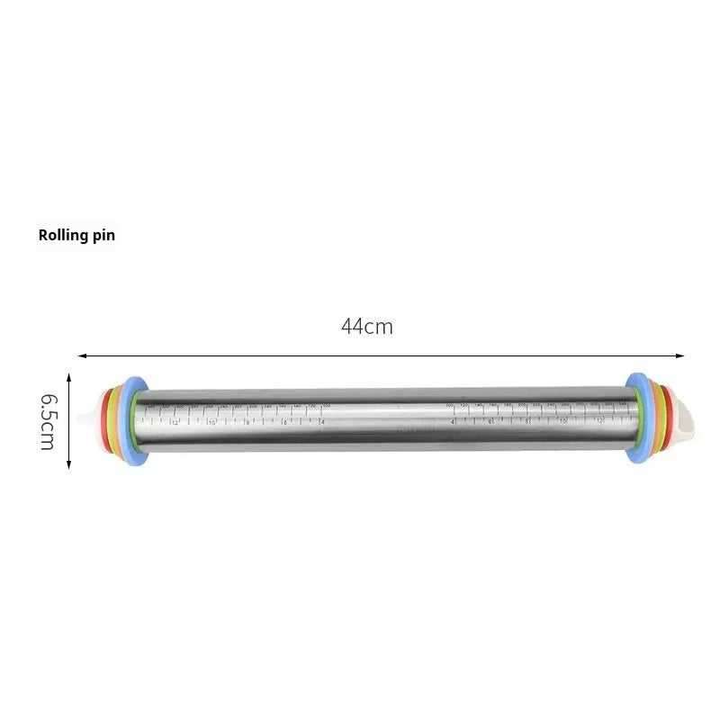 Stainless steel rolling pin and dough mat set