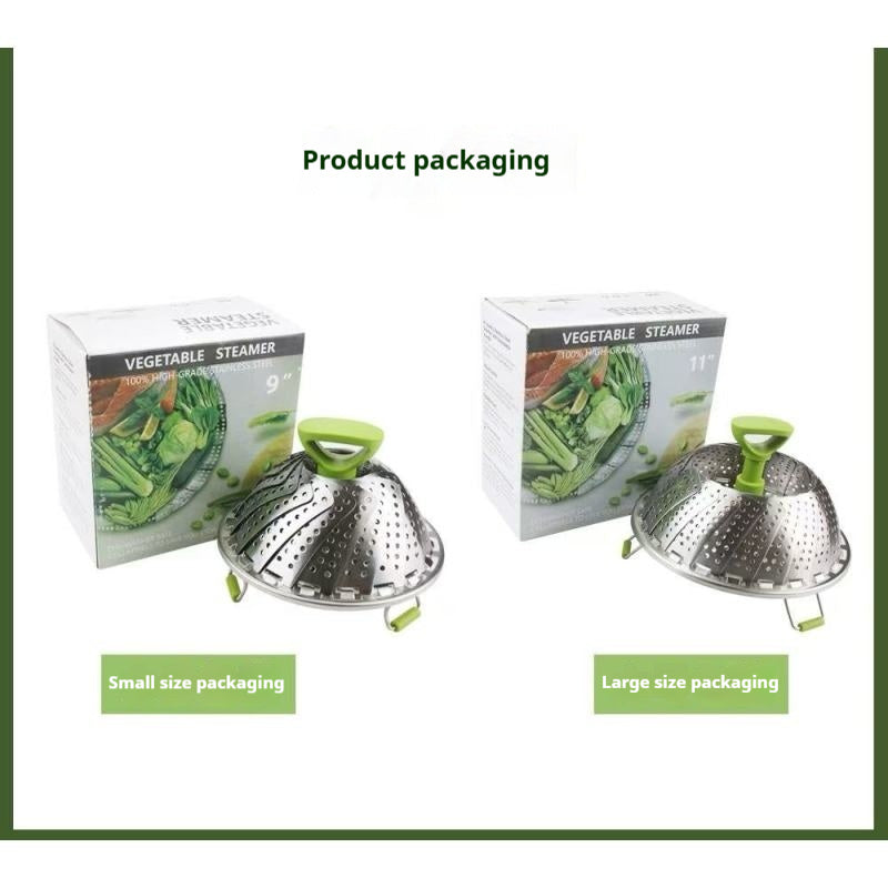 Stretchable and foldable stainless steel steamer tray