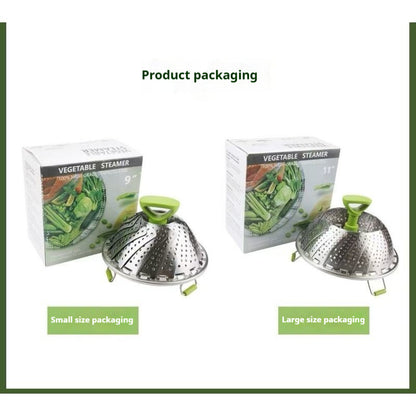 Stretchable and foldable stainless steel steamer tray