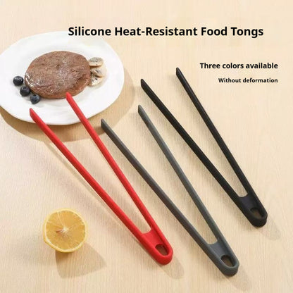 Heat-resistant silicone food tongs
