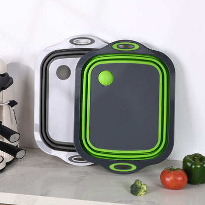 Multifunctional silicone folding draining basket / chopping board