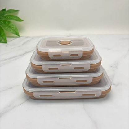 Foldable high-temperature-resistant food-grade silicone food storage container, refrigerator storage box, convenient outdoor packing box