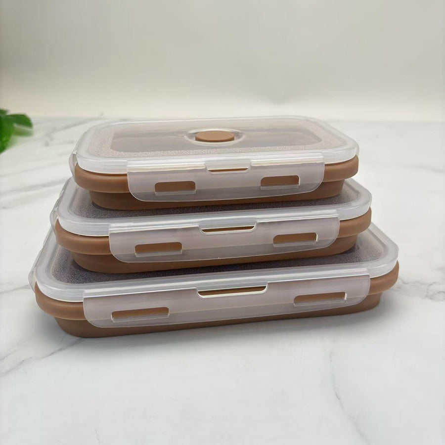 Foldable high-temperature-resistant food-grade silicone food storage container, refrigerator storage box, convenient outdoor packing box