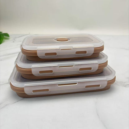 Foldable high-temperature-resistant food-grade silicone food storage container, refrigerator storage box, convenient outdoor packing box