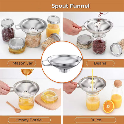 Stainless steel wide-mouth funnel