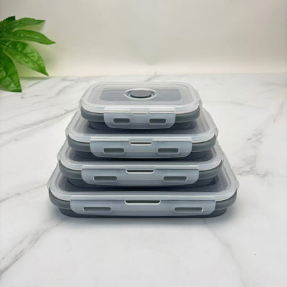 Foldable high-temperature-resistant food-grade silicone food storage container, refrigerator storage box, convenient outdoor packing box
