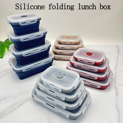 Foldable high-temperature-resistant food-grade silicone food storage container, refrigerator storage box, convenient outdoor packing box