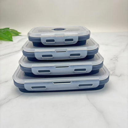 Foldable high-temperature-resistant food-grade silicone food storage container, refrigerator storage box, convenient outdoor packing box