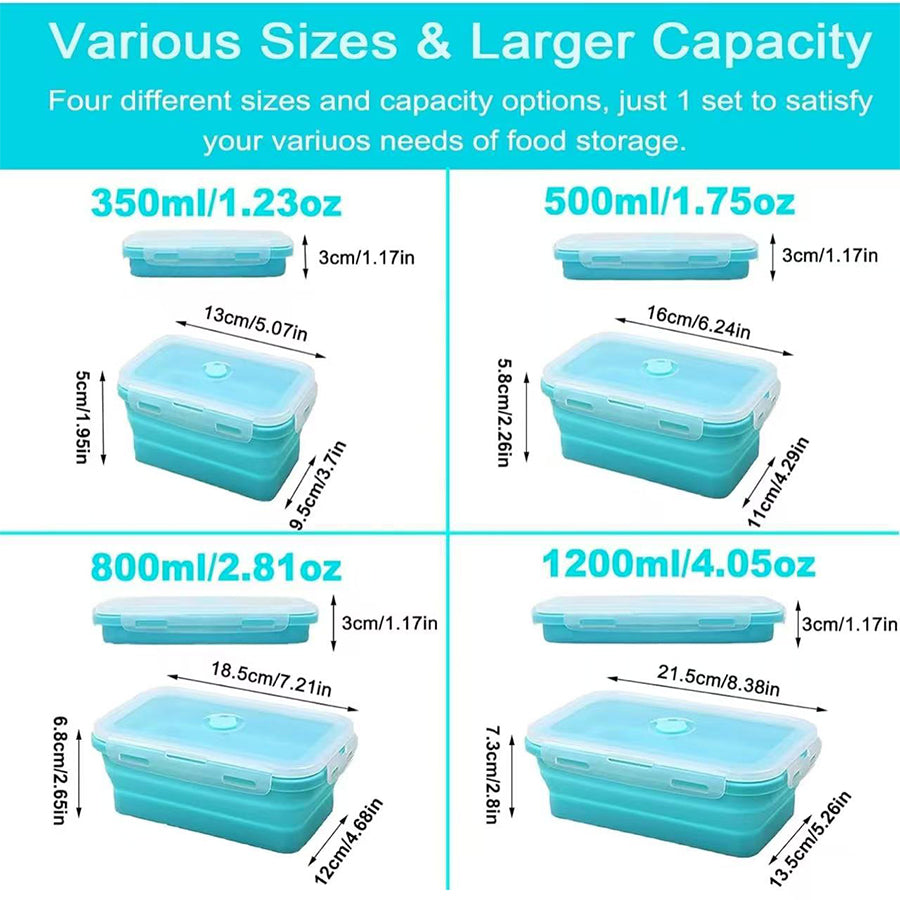 Foldable high-temperature-resistant food-grade silicone food storage container, refrigerator storage box, convenient outdoor packing box