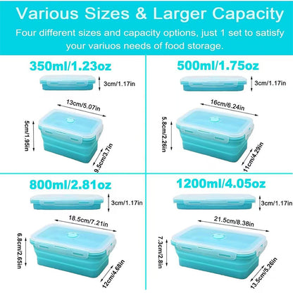 Foldable high-temperature-resistant food-grade silicone food storage container, refrigerator storage box, convenient outdoor packing box