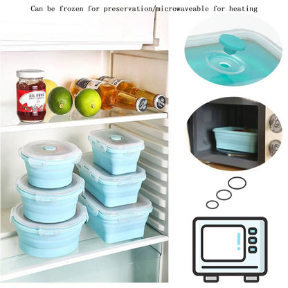 Foldable high-temperature-resistant food-grade silicone food storage container, refrigerator storage box, convenient outdoor packing box