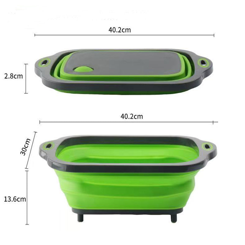 Multifunctional silicone folding draining basket / chopping board