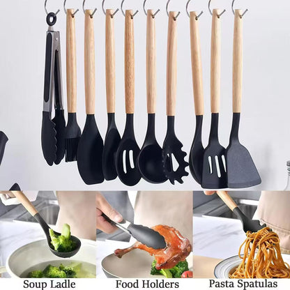 Acrylic base silicone kitchenware set - 19-piece set