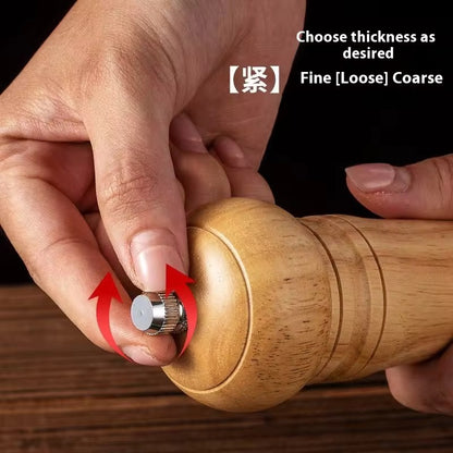 Manual 6-inch, 8-inch, 10-inch pepper grinder, oak pepper grinding jar for making fresh pepper powder for seasoning