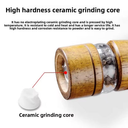 Manual 6-inch, 8-inch, 10-inch pepper grinder, oak pepper grinding jar for making fresh pepper powder for seasoning