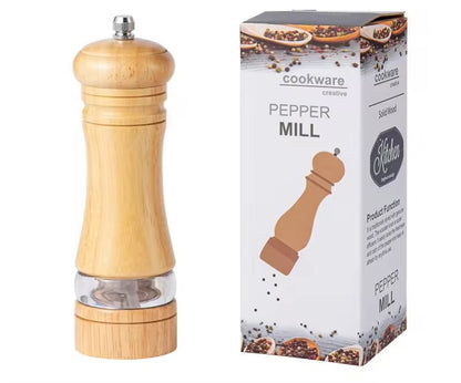 Manual 6-inch, 8-inch, 10-inch pepper grinder, oak pepper grinding jar for making fresh pepper powder for seasoning