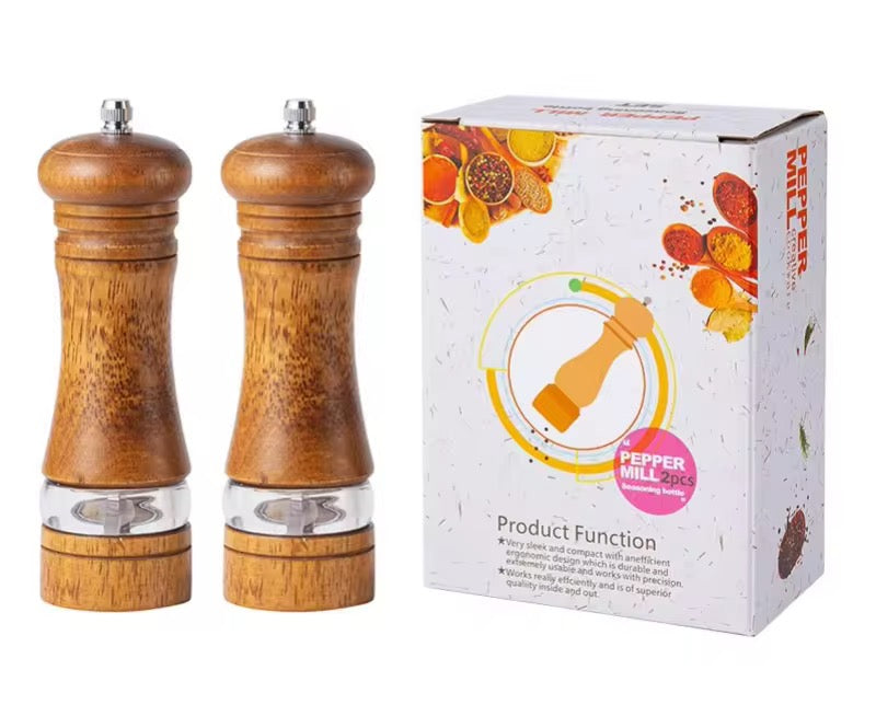 Manual 6-inch, 8-inch, 10-inch pepper grinder, oak pepper grinding jar for making fresh pepper powder for seasoning