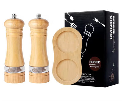 Manual 6-inch, 8-inch, 10-inch pepper grinder, oak pepper grinding jar for making fresh pepper powder for seasoning