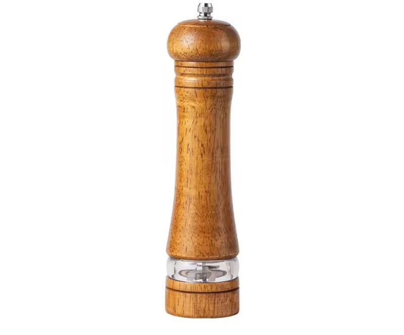 Manual 6-inch, 8-inch, 10-inch pepper grinder, oak pepper grinding jar for making fresh pepper powder for seasoning