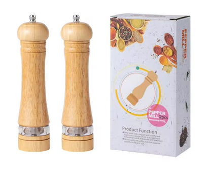 Manual 6-inch, 8-inch, 10-inch pepper grinder, oak pepper grinding jar for making fresh pepper powder for seasoning