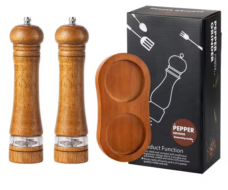 Manual 6-inch, 8-inch, 10-inch pepper grinder, oak pepper grinding jar for making fresh pepper powder for seasoning