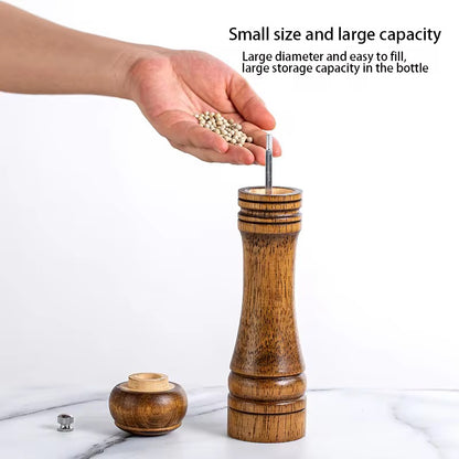 Manual 5-inch, 8-inch, 10-inch pepper grinder, oak pepper grinding jar for making fresh pepper powder for seasoning