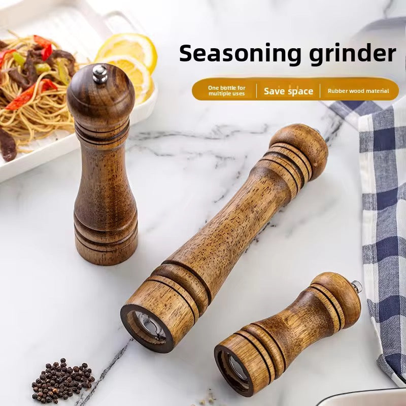 Manual 5-inch, 8-inch, 10-inch pepper grinder, oak pepper grinding jar for making fresh pepper powder for seasoning