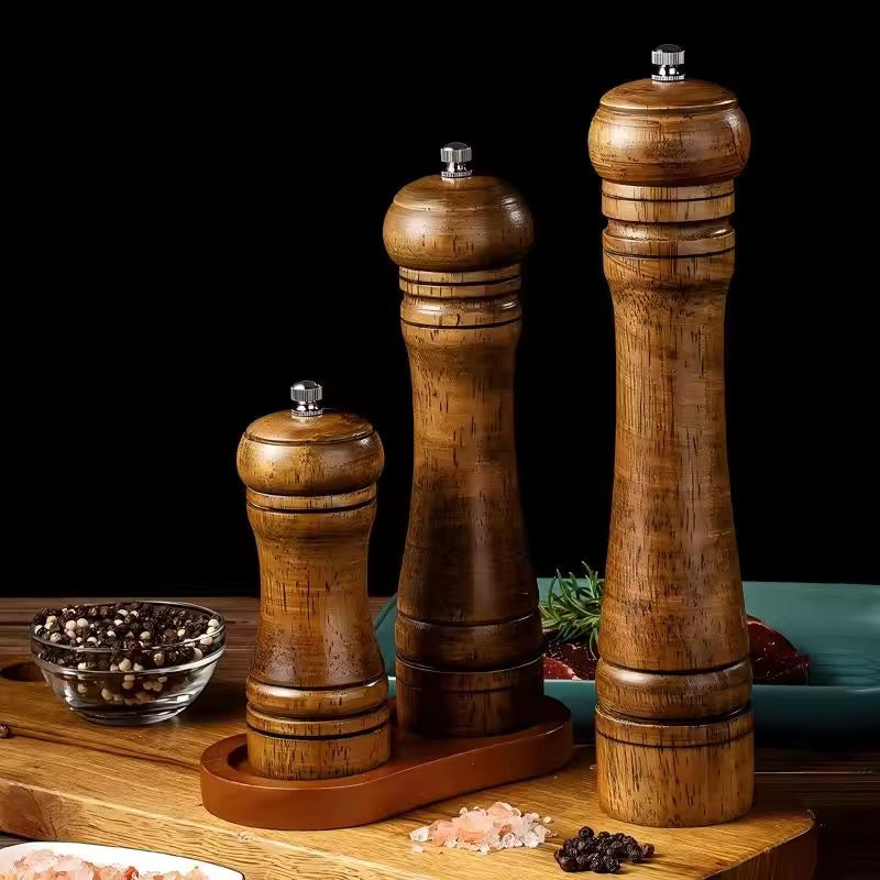 Manual 5-inch, 8-inch, 10-inch pepper grinder, oak pepper grinding jar for making fresh pepper powder for seasoning
