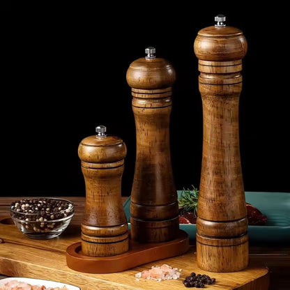Manual 5-inch, 8-inch, 10-inch pepper grinder, oak pepper grinding jar for making fresh pepper powder for seasoning