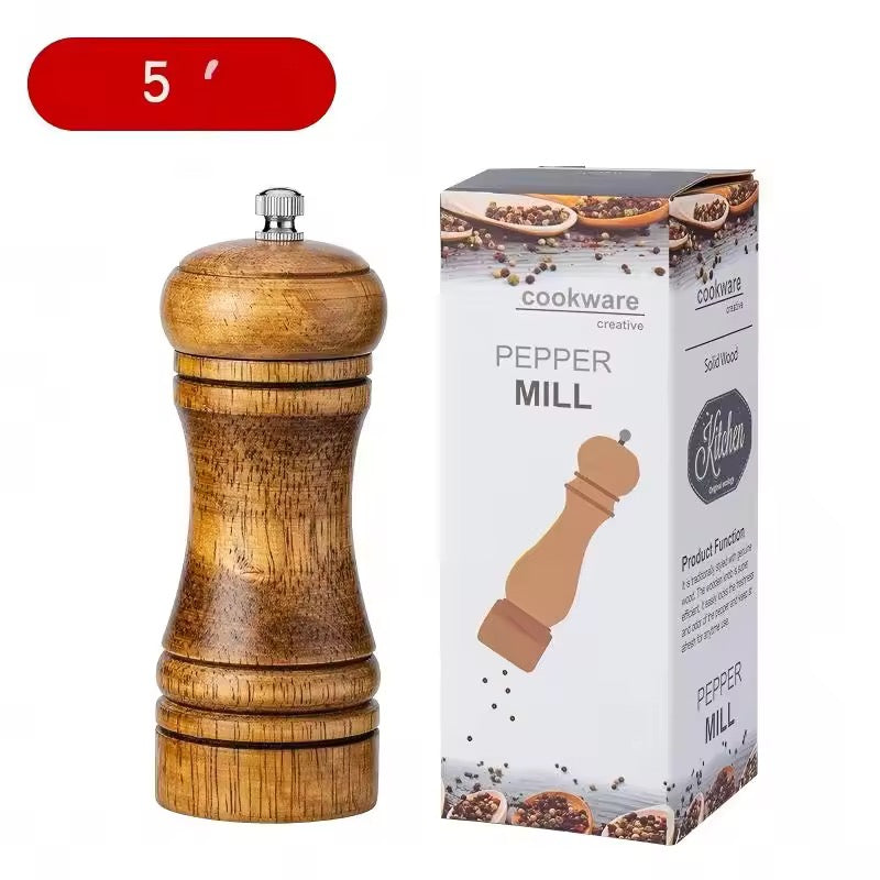 Manual 5-inch, 8-inch, 10-inch pepper grinder, oak pepper grinding jar for making fresh pepper powder for seasoning