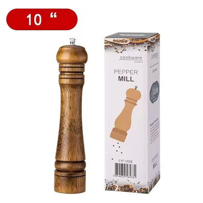 Manual 5-inch, 8-inch, 10-inch pepper grinder, oak pepper grinding jar for making fresh pepper powder for seasoning