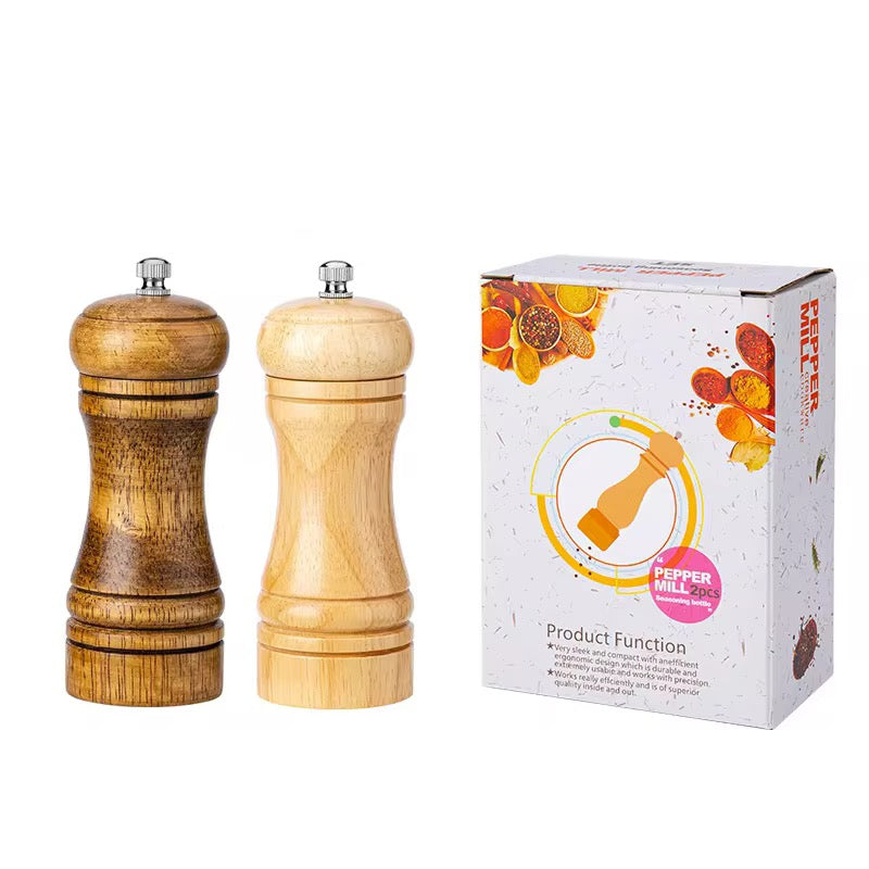 Manual 5-inch, 8-inch, 10-inch pepper grinder, oak pepper grinding jar for making fresh pepper powder for seasoning