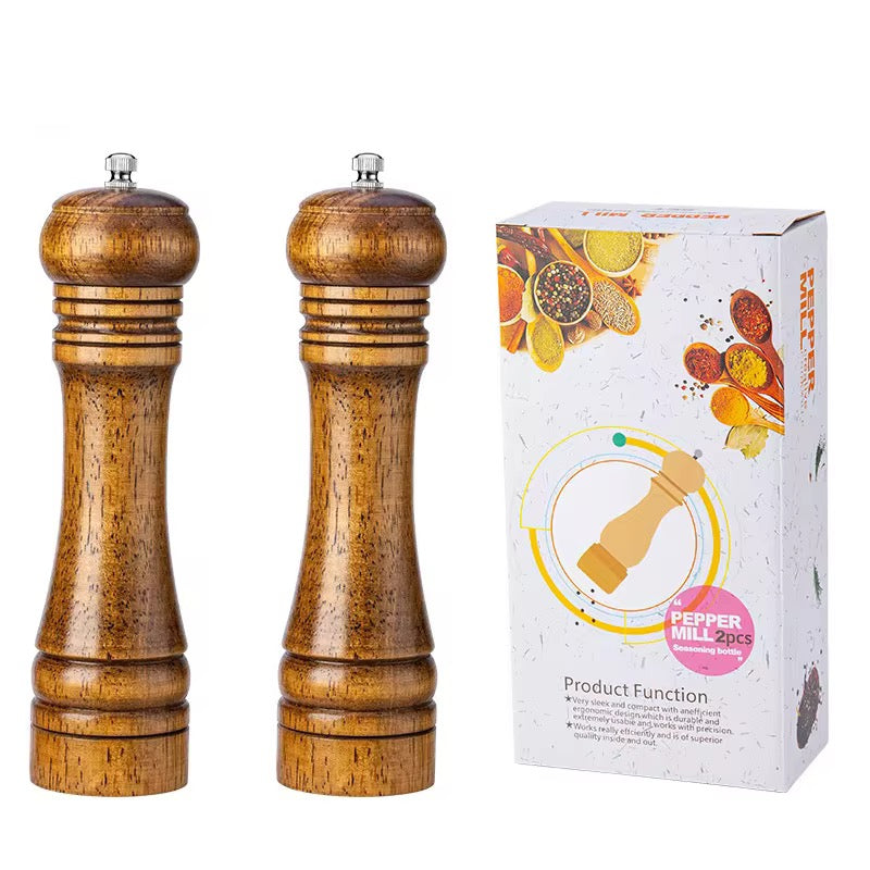 Manual 5-inch, 8-inch, 10-inch pepper grinder, oak pepper grinding jar for making fresh pepper powder for seasoning