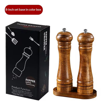 Manual 5-inch, 8-inch, 10-inch pepper grinder, oak pepper grinding jar for making fresh pepper powder for seasoning